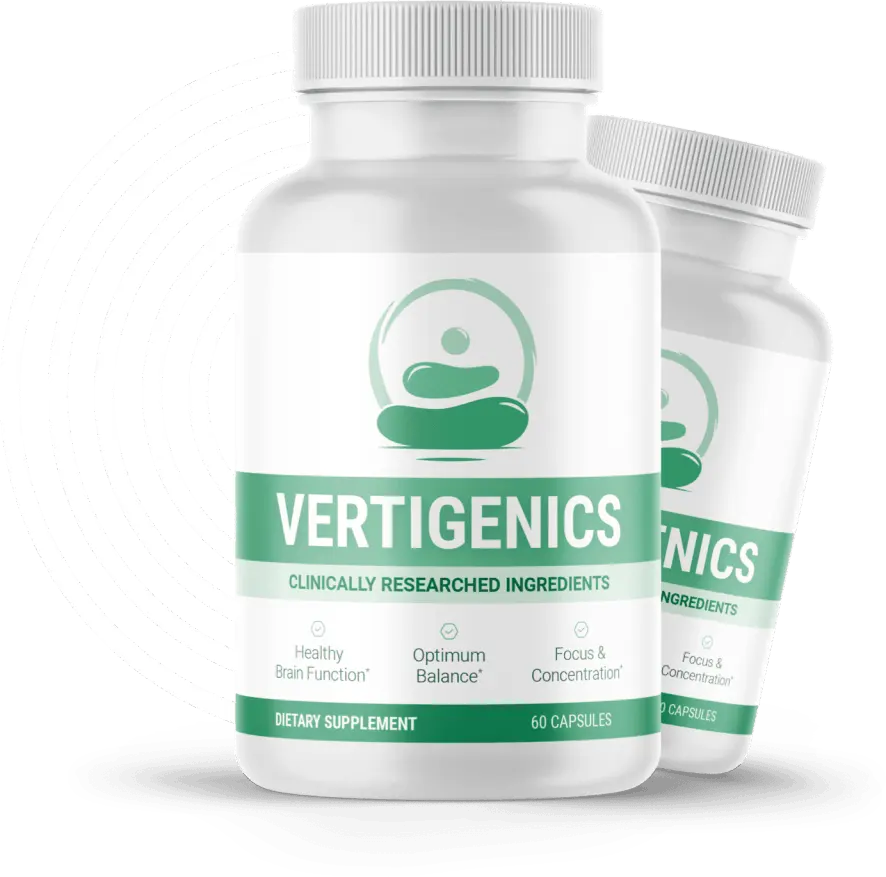 Vertigenics natural supplement bottle with a limited-time offer, only $69 per bottle, designed to improve balance, reduce dizziness, and support brain function